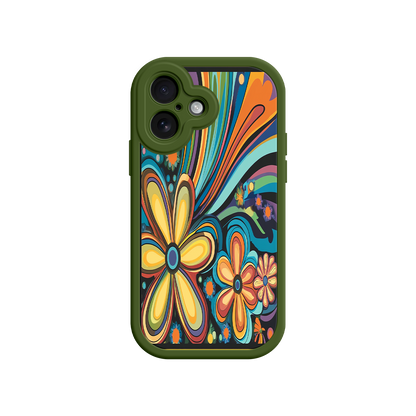 #MC0033 Factory Wholesale Psychedelic Floral iPhone 17 Case – Hippie Flower Power Design, 60s 70s Retro Vibes, Groovy Swirls