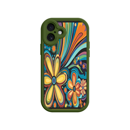#MC0033 Factory Wholesale Psychedelic Floral iPhone 17 Case – Hippie Flower Power Design, 60s 70s Retro Vibes, Groovy Swirls