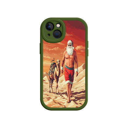 #MC0028 Factory Wholesale Desert Santa iPhone 17 Case – Funny Christmas Design, Muscular Santa & Camel, Holiday Heat Vibes
