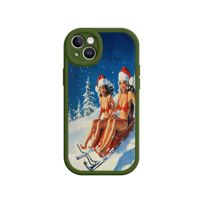 #MC0027 Factory Wholesale Santa Bikini Sled iPhone 17 Case – Funny Christmas Design, Sexy Holiday Vibes, Winter Wonderland Art
