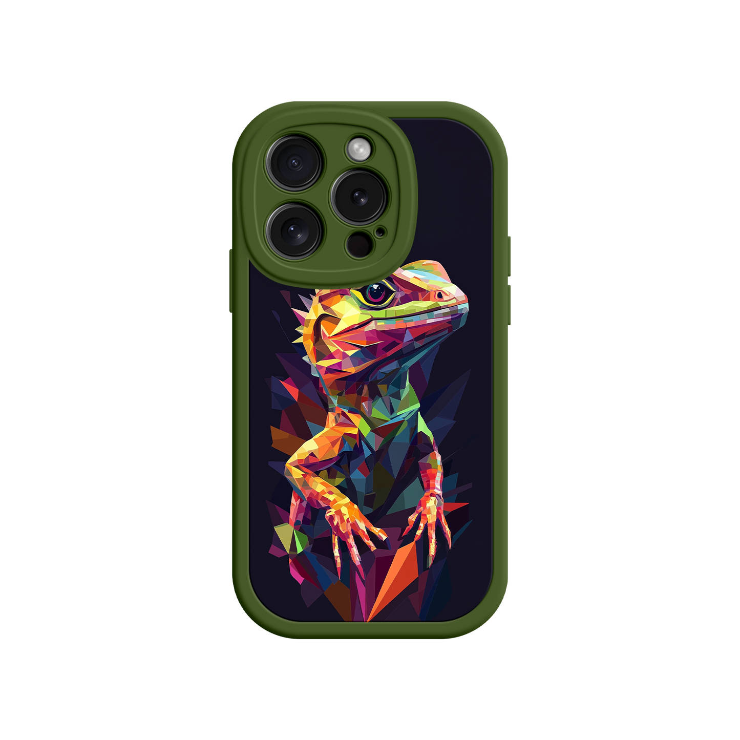 #MC0024 Factory Wholesale Geometric Lizard iPhone 17 Case – Colorful Polygon Art, Protective Animal Print Cover, Bold Reptile Design