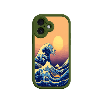 #MC0012 Factory Wholesale Great Wave Sunset iPhone Case – Japanese Art with Ocean & Mountain Design