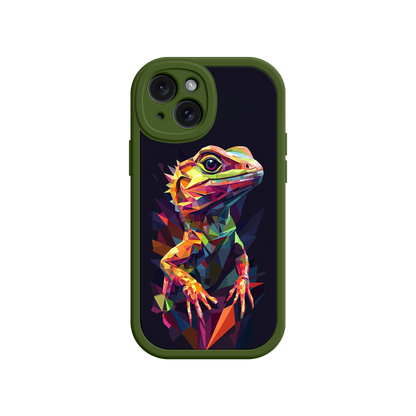 #MC0024 Factory Wholesale Geometric Lizard iPhone 17 Case – Colorful Polygon Art, Protective Animal Print Cover, Bold Reptile Design