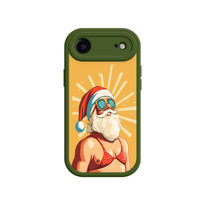 Unique iPhone case with beach-themed Santa illustration