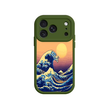 #MC0012 Factory Wholesale Great Wave Sunset iPhone Case – Japanese Art with Ocean & Mountain Design