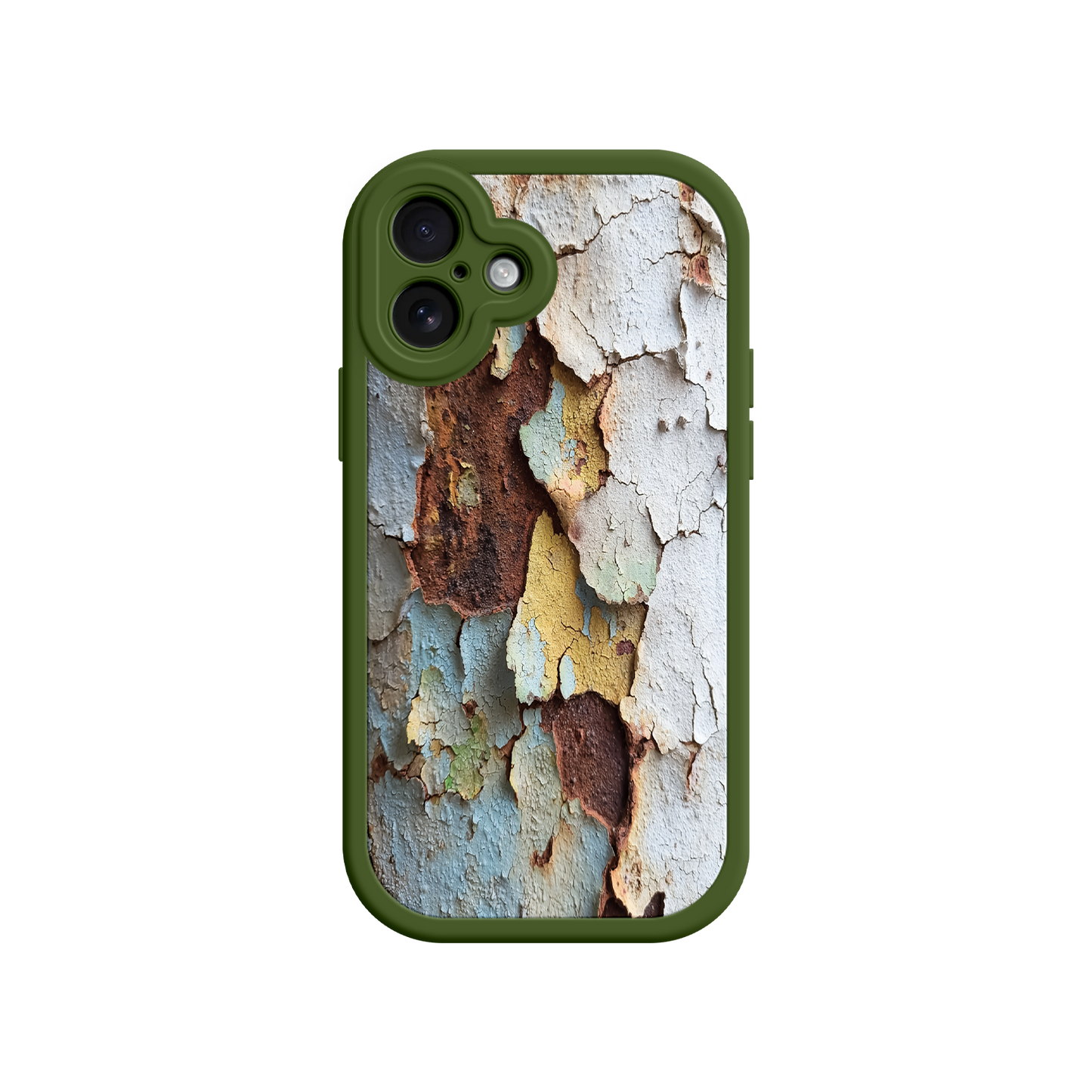 Artistic phone case with layered paint and rust