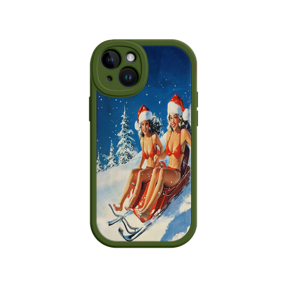 #MC0027 Factory Wholesale Santa Bikini Sled iPhone 17 Case – Funny Christmas Design, Sexy Holiday Vibes, Winter Wonderland Art