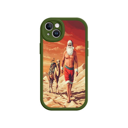 #MC0028 Factory Wholesale Desert Santa iPhone 17 Case – Funny Christmas Design, Muscular Santa & Camel, Holiday Heat Vibes