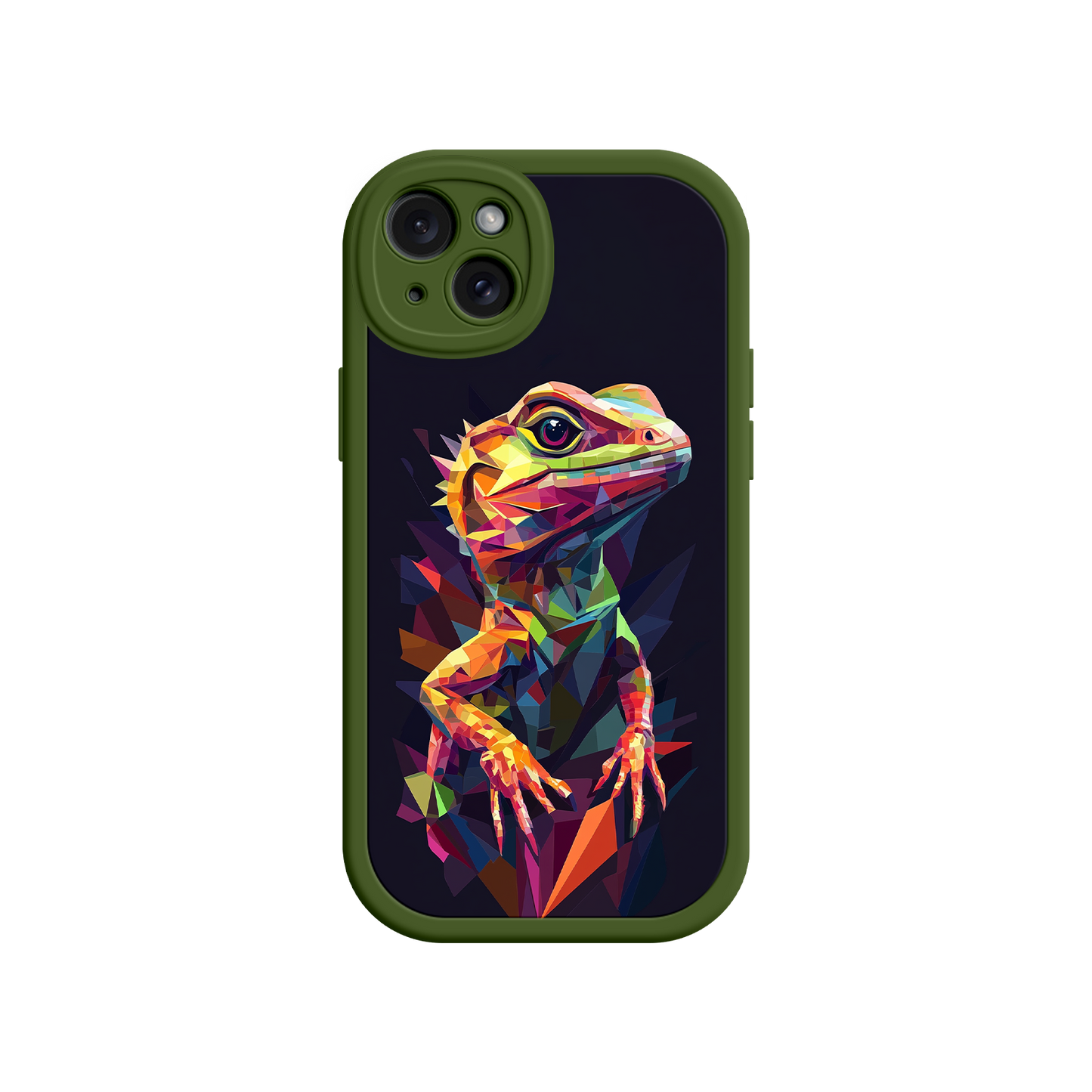 #MC0024 Factory Wholesale Geometric Lizard iPhone 17 Case – Colorful Polygon Art, Protective Animal Print Cover, Bold Reptile Design