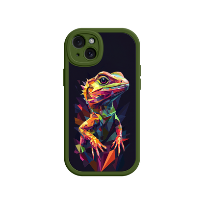 #MC0024 Factory Wholesale Geometric Lizard iPhone 17 Case – Colorful Polygon Art, Protective Animal Print Cover, Bold Reptile Design