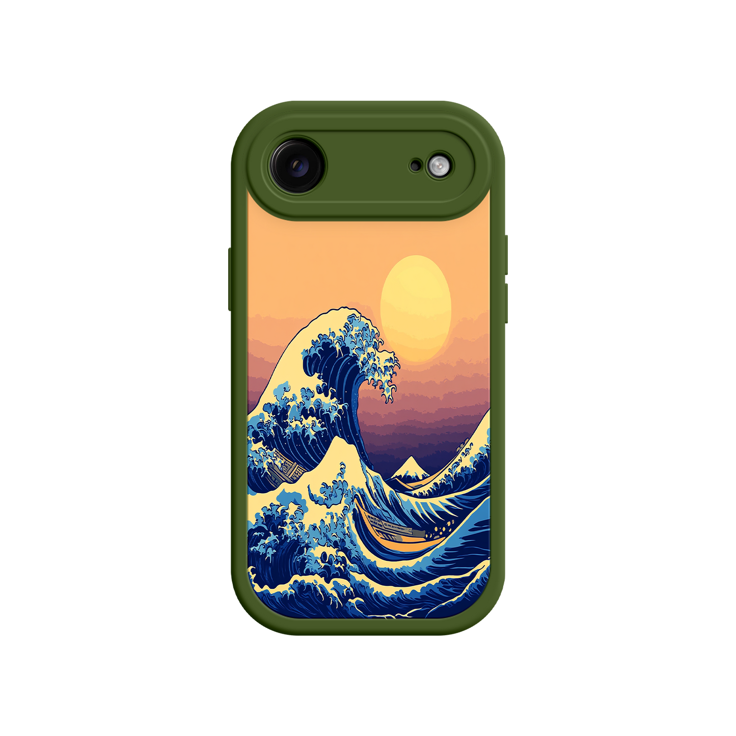 #MC0012 Factory Wholesale Great Wave Sunset iPhone Case – Japanese Art with Ocean & Mountain Design
