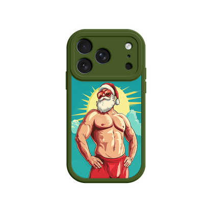 Christmas iPhone case with confident cartoon Santa