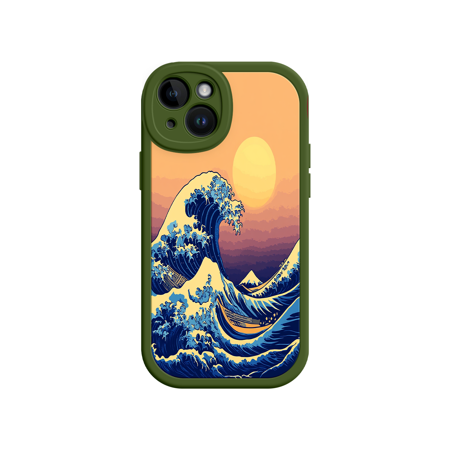 #MC0012 Factory Wholesale Great Wave Sunset iPhone Case – Japanese Art with Ocean & Mountain Design