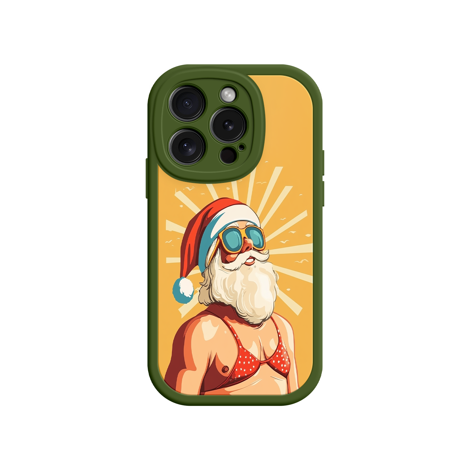Unique Shopify phone case with festive beach Santa