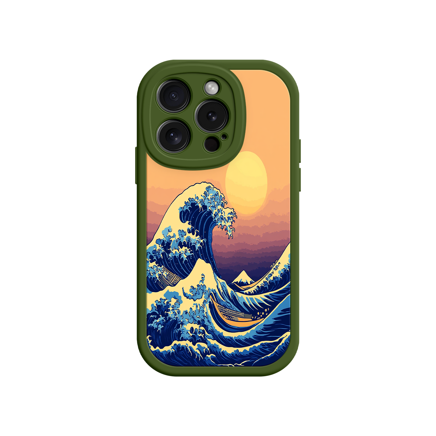 #MC0012 Factory Wholesale Great Wave Sunset iPhone Case – Japanese Art with Ocean & Mountain Design