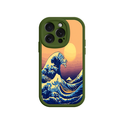 #MC0012 Factory Wholesale Great Wave Sunset iPhone Case – Japanese Art with Ocean & Mountain Design