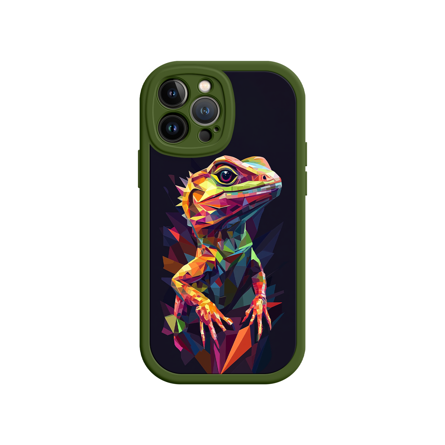 #MC0024 Factory Wholesale Geometric Lizard iPhone 17 Case – Colorful Polygon Art, Protective Animal Print Cover, Bold Reptile Design