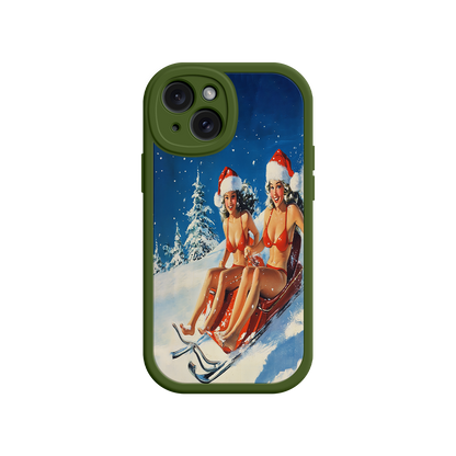 #MC0027 Factory Wholesale Santa Bikini Sled iPhone 17 Case – Funny Christmas Design, Sexy Holiday Vibes, Winter Wonderland Art