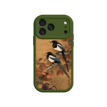 Bird-themed phone case with East Asian design