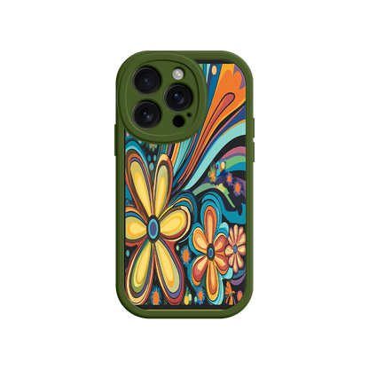 #MC0033 Factory Wholesale Psychedelic Floral iPhone 17 Case – Hippie Flower Power Design, 60s 70s Retro Vibes, Groovy Swirls
