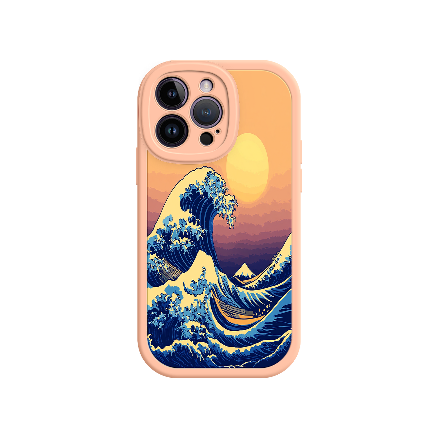 #MC0012 Factory Wholesale Great Wave Sunset iPhone Case – Japanese Art with Ocean & Mountain Design