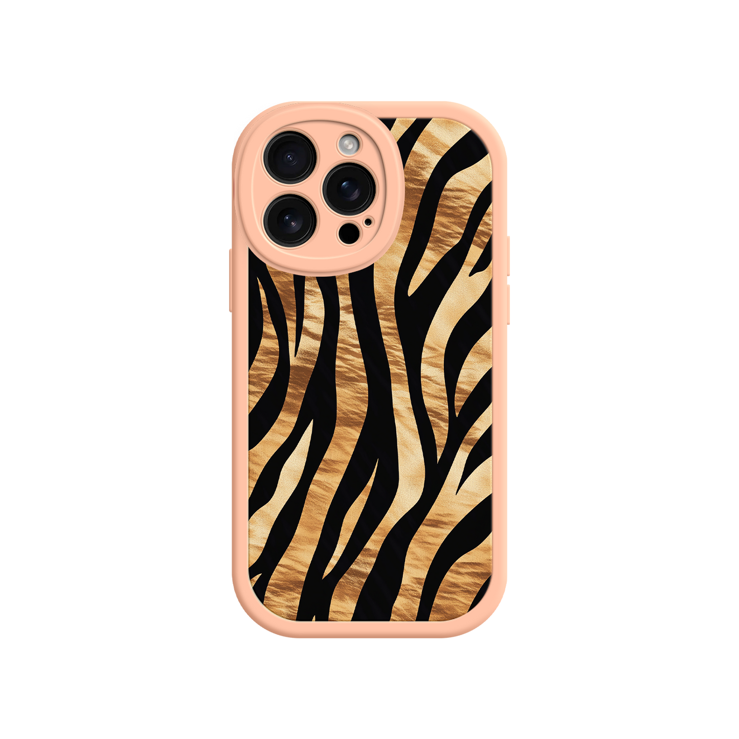 #MC0011 Factory Wholesale Tiger Stripe iPhone Case – Bold Animal Print with Olive Green Frame