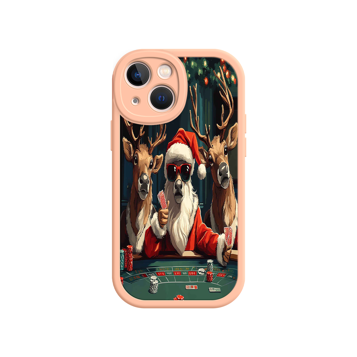 #MC0039 Factory Wholesale Santa Claus Poker iPhone 17 Case – Funny Christmas Design, Holiday Pet Humor, Reindeer Game Night