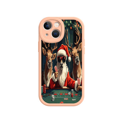 #MC0039 Factory Wholesale Santa Claus Poker iPhone 17 Case – Funny Christmas Design, Holiday Pet Humor, Reindeer Game Night
