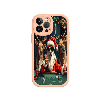 #MC0039 Factory Wholesale Santa Claus Poker iPhone 17 Case – Funny Christmas Design, Holiday Pet Humor, Reindeer Game Night