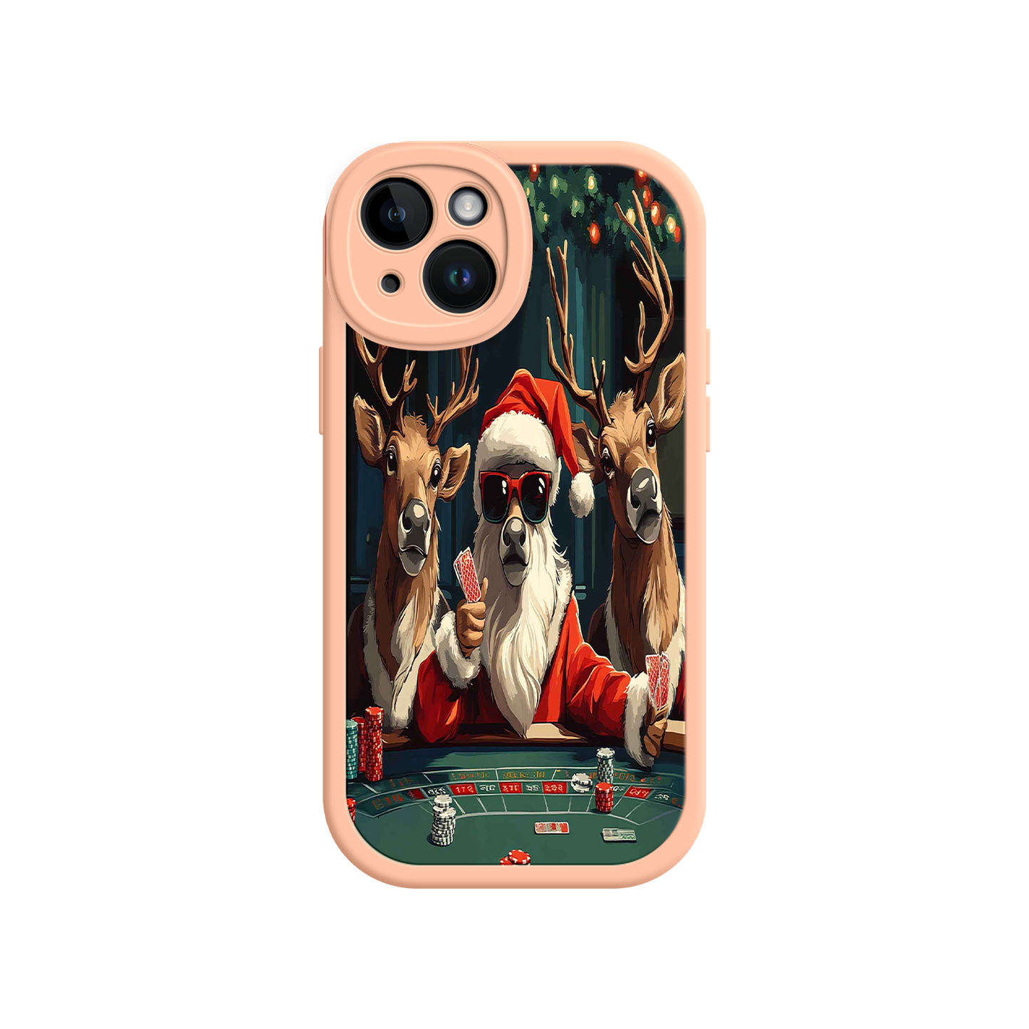 #MC0039 Factory Wholesale Santa Claus Poker iPhone 17 Case – Funny Christmas Design, Holiday Pet Humor, Reindeer Game Night