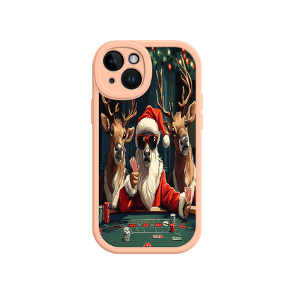 #MC0039 Factory Wholesale Santa Claus Poker iPhone 17 Case – Funny Christmas Design, Holiday Pet Humor, Reindeer Game Night