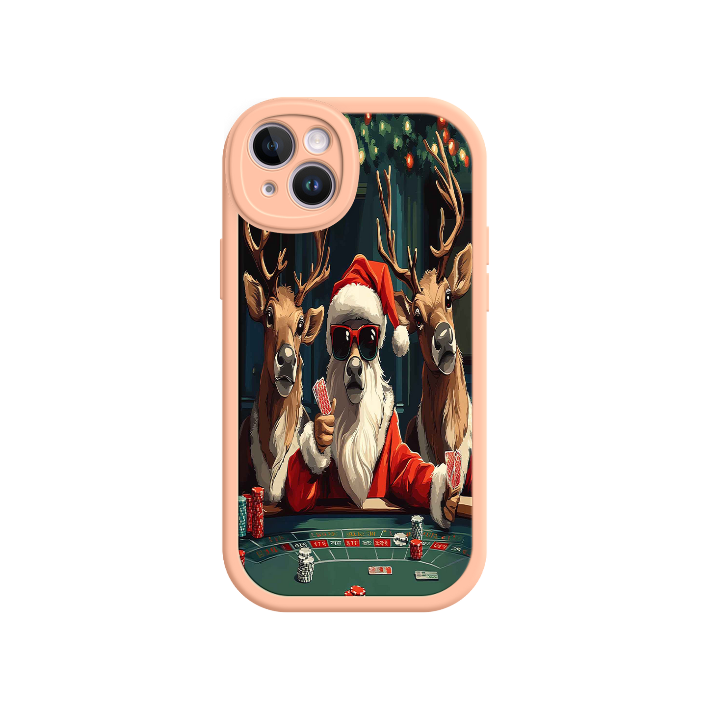 #MC0039 Factory Wholesale Santa Claus Poker iPhone 17 Case – Funny Christmas Design, Holiday Pet Humor, Reindeer Game Night