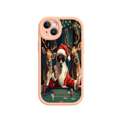 #MC0039 Factory Wholesale Santa Claus Poker iPhone 17 Case – Funny Christmas Design, Holiday Pet Humor, Reindeer Game Night
