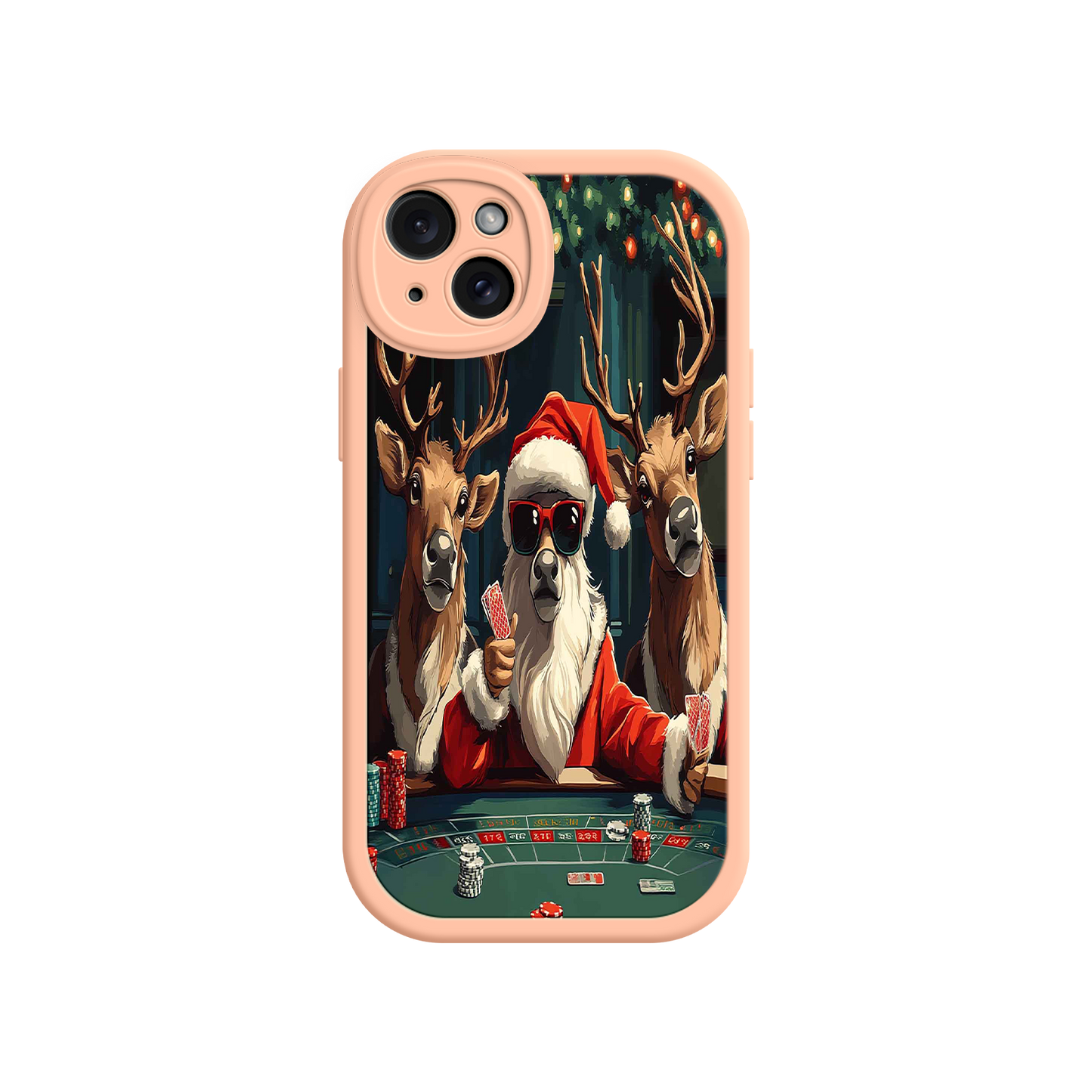 #MC0039 Factory Wholesale Santa Claus Poker iPhone 17 Case – Funny Christmas Design, Holiday Pet Humor, Reindeer Game Night