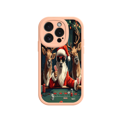 #MC0039 Factory Wholesale Santa Claus Poker iPhone 17 Case – Funny Christmas Design, Holiday Pet Humor, Reindeer Game Night