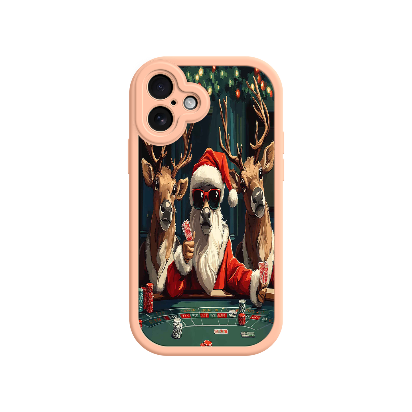 #MC0039 Factory Wholesale Santa Claus Poker iPhone 17 Case – Funny Christmas Design, Holiday Pet Humor, Reindeer Game Night