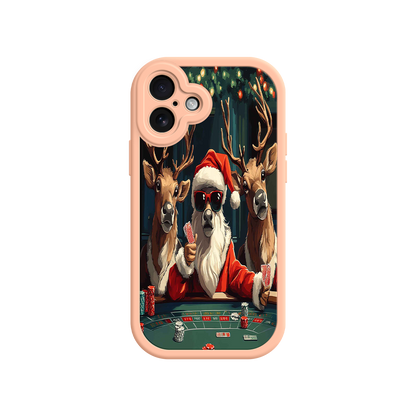 #MC0039 Factory Wholesale Santa Claus Poker iPhone 17 Case – Funny Christmas Design, Holiday Pet Humor, Reindeer Game Night