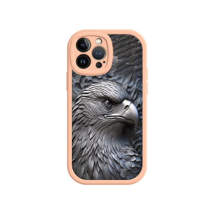 #MC0026 Factory Wholesale Embossed Eagle iPhone 17 Case – Grayscale 3D Design, Rugged Protective Cover, Symbol of Strength & Freedom