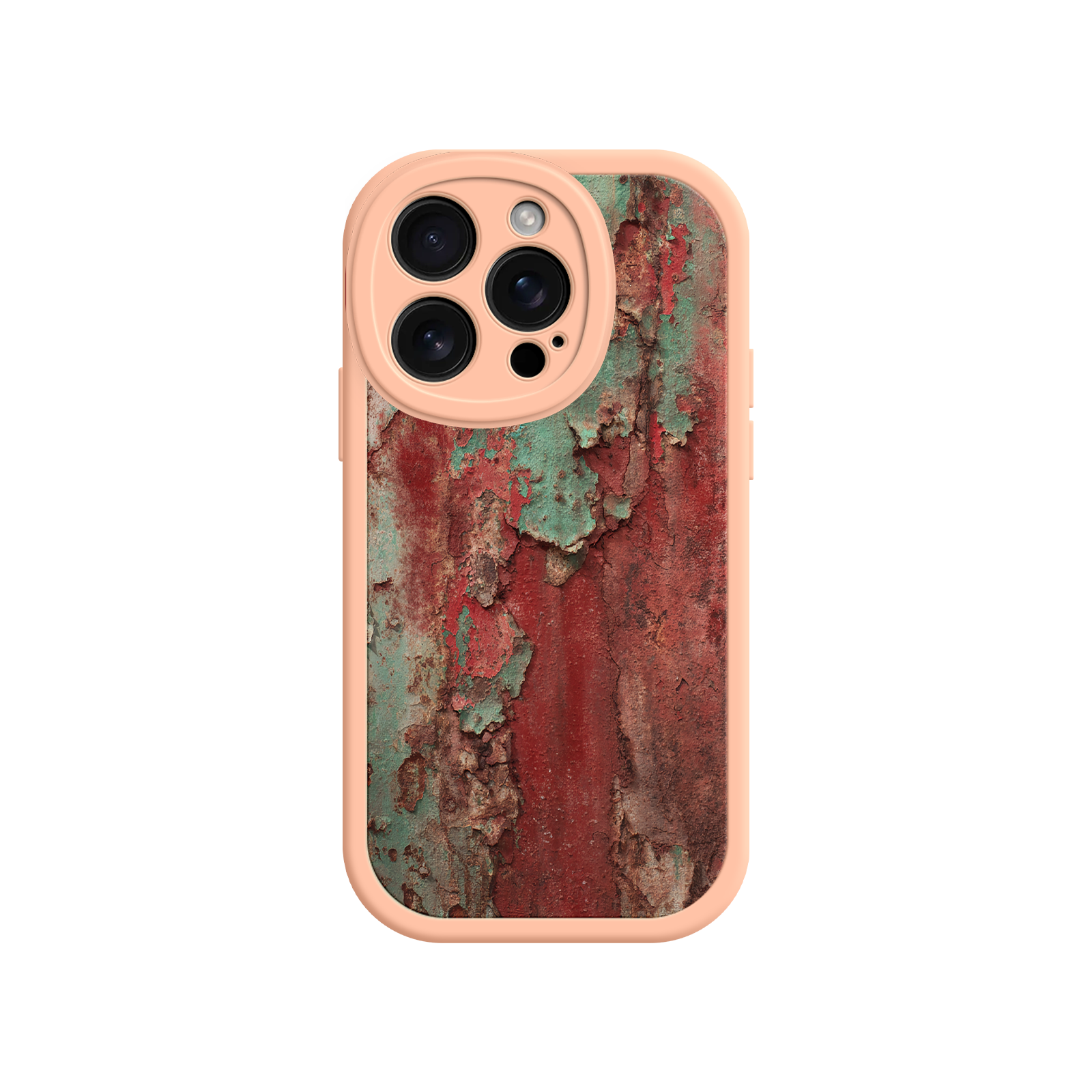 Retro phone case with cracked paint and rust details