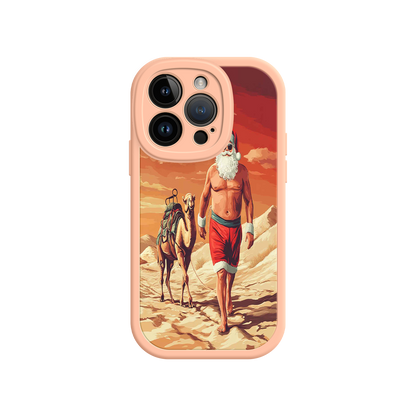 #MC0028 Factory Wholesale Desert Santa iPhone 17 Case – Funny Christmas Design, Muscular Santa & Camel, Holiday Heat Vibes