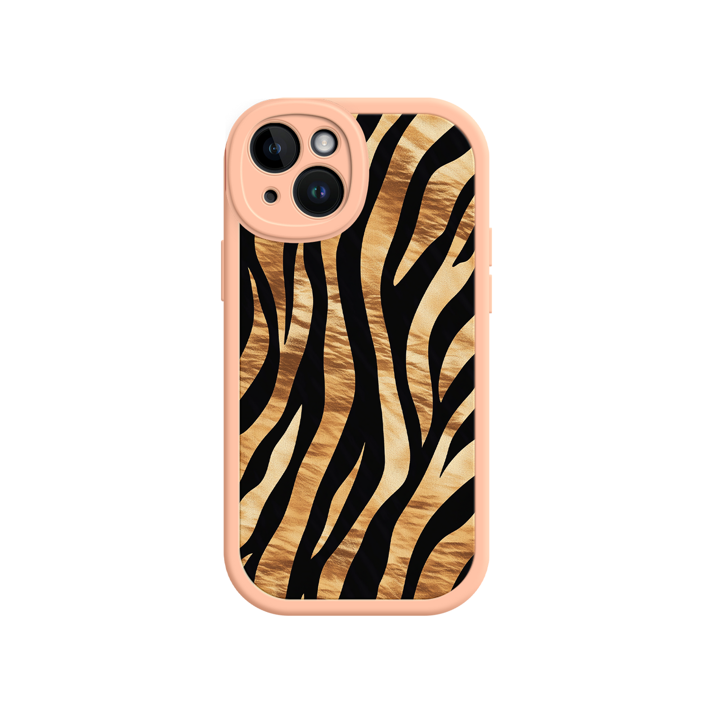 #MC0011 Factory Wholesale Tiger Stripe iPhone Case – Bold Animal Print with Olive Green Frame