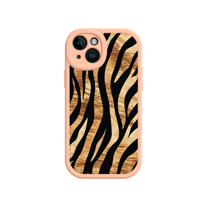#MC0011 Factory Wholesale Tiger Stripe iPhone Case – Bold Animal Print with Olive Green Frame