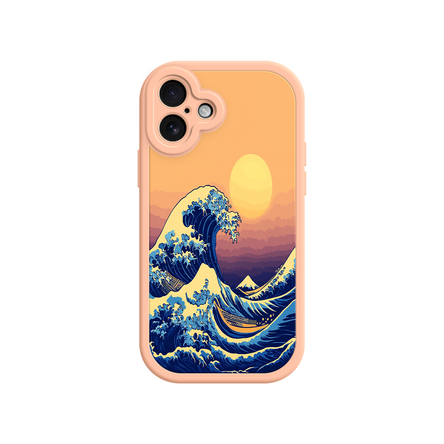 #MC0012 Factory Wholesale Great Wave Sunset iPhone Case – Japanese Art with Ocean & Mountain Design