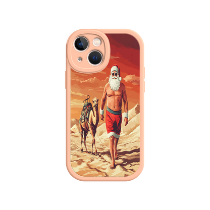 #MC0028 Factory Wholesale Desert Santa iPhone 17 Case – Funny Christmas Design, Muscular Santa & Camel, Holiday Heat Vibes