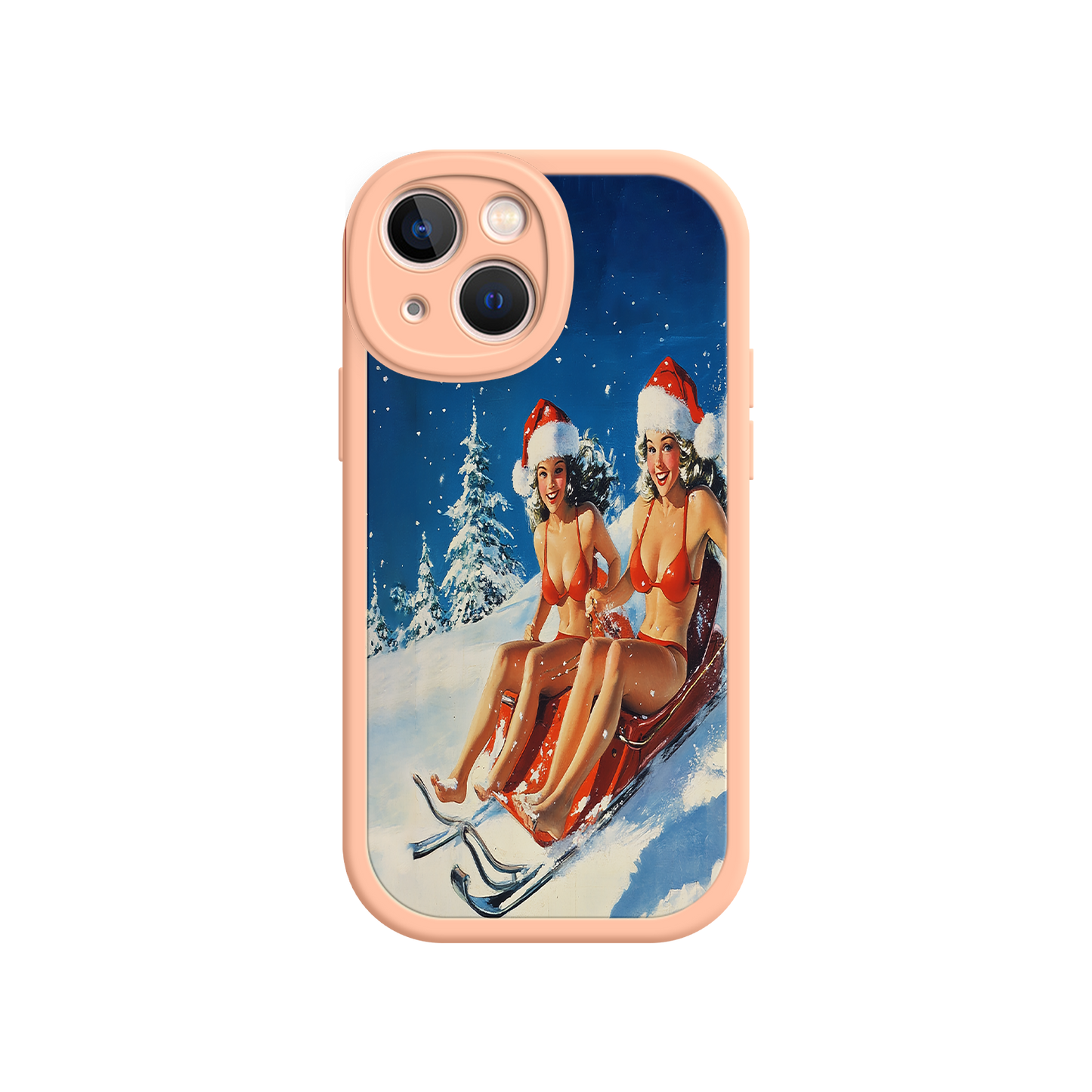 #MC0027 Factory Wholesale Santa Bikini Sled iPhone 17 Case – Funny Christmas Design, Sexy Holiday Vibes, Winter Wonderland Art