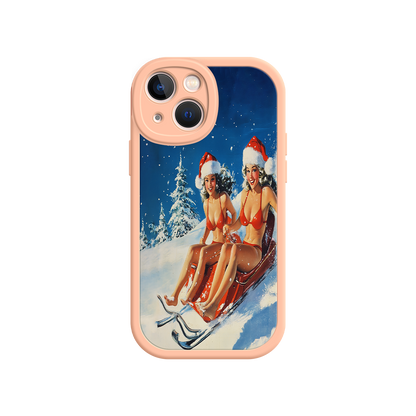 #MC0027 Factory Wholesale Santa Bikini Sled iPhone 17 Case – Funny Christmas Design, Sexy Holiday Vibes, Winter Wonderland Art