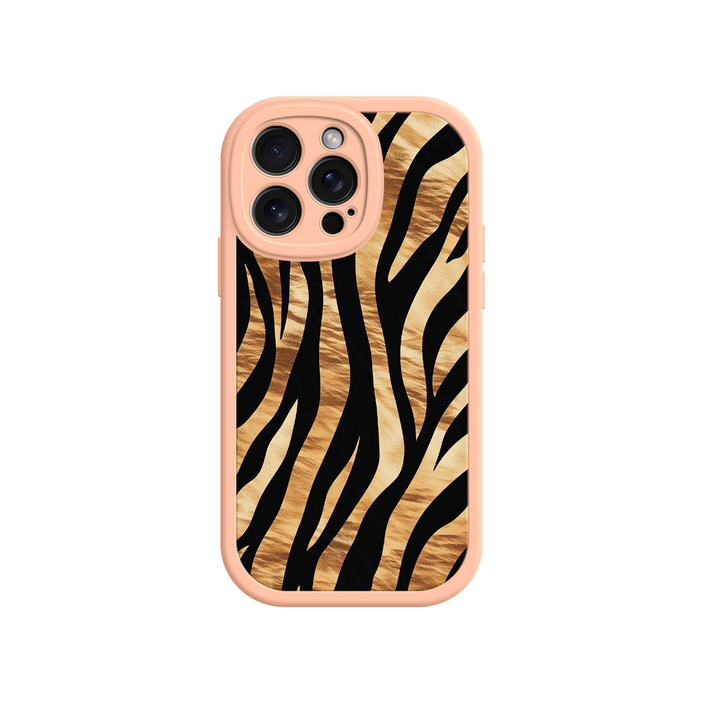 #MC0011 Factory Wholesale Tiger Stripe iPhone Case – Bold Animal Print with Olive Green Frame