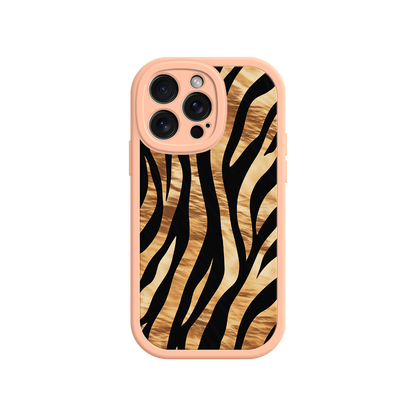 #MC0011 Factory Wholesale Tiger Stripe iPhone Case – Bold Animal Print with Olive Green Frame