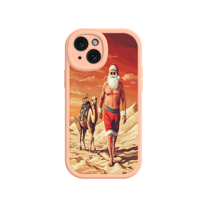 #MC0028 Factory Wholesale Desert Santa iPhone 17 Case – Funny Christmas Design, Muscular Santa & Camel, Holiday Heat Vibes