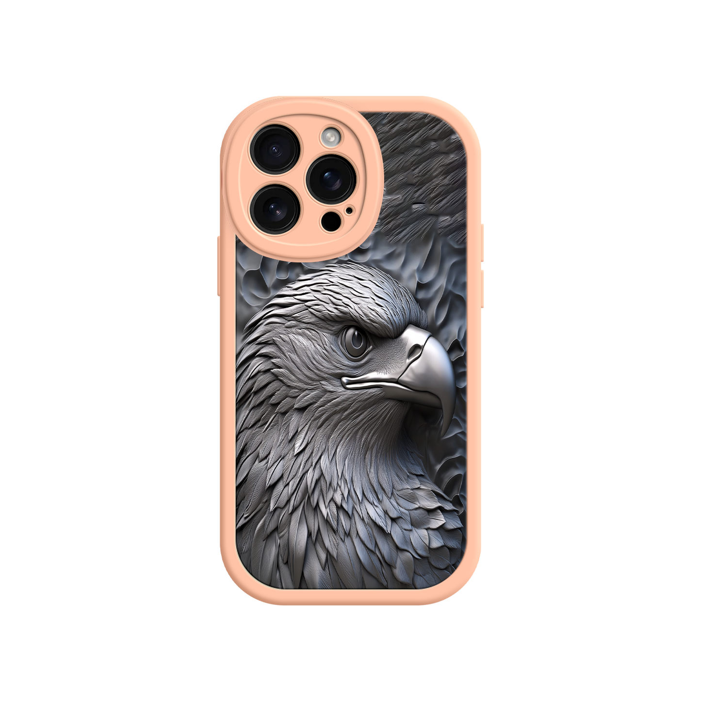 #MC0026 Factory Wholesale Embossed Eagle iPhone 17 Case – Grayscale 3D Design, Rugged Protective Cover, Symbol of Strength & Freedom